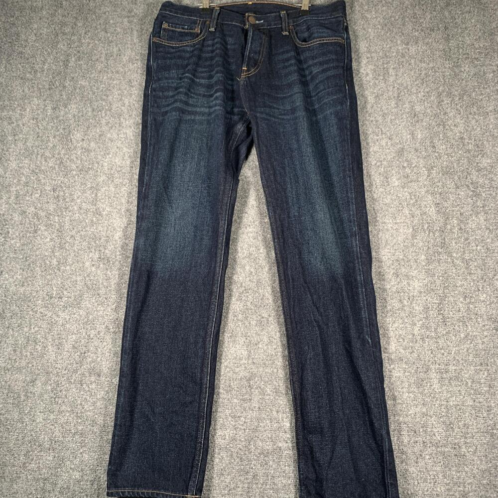 Hollister Slim Straight Jeans Mens 33x32 Dark Wash Blue Denim Pants Casual